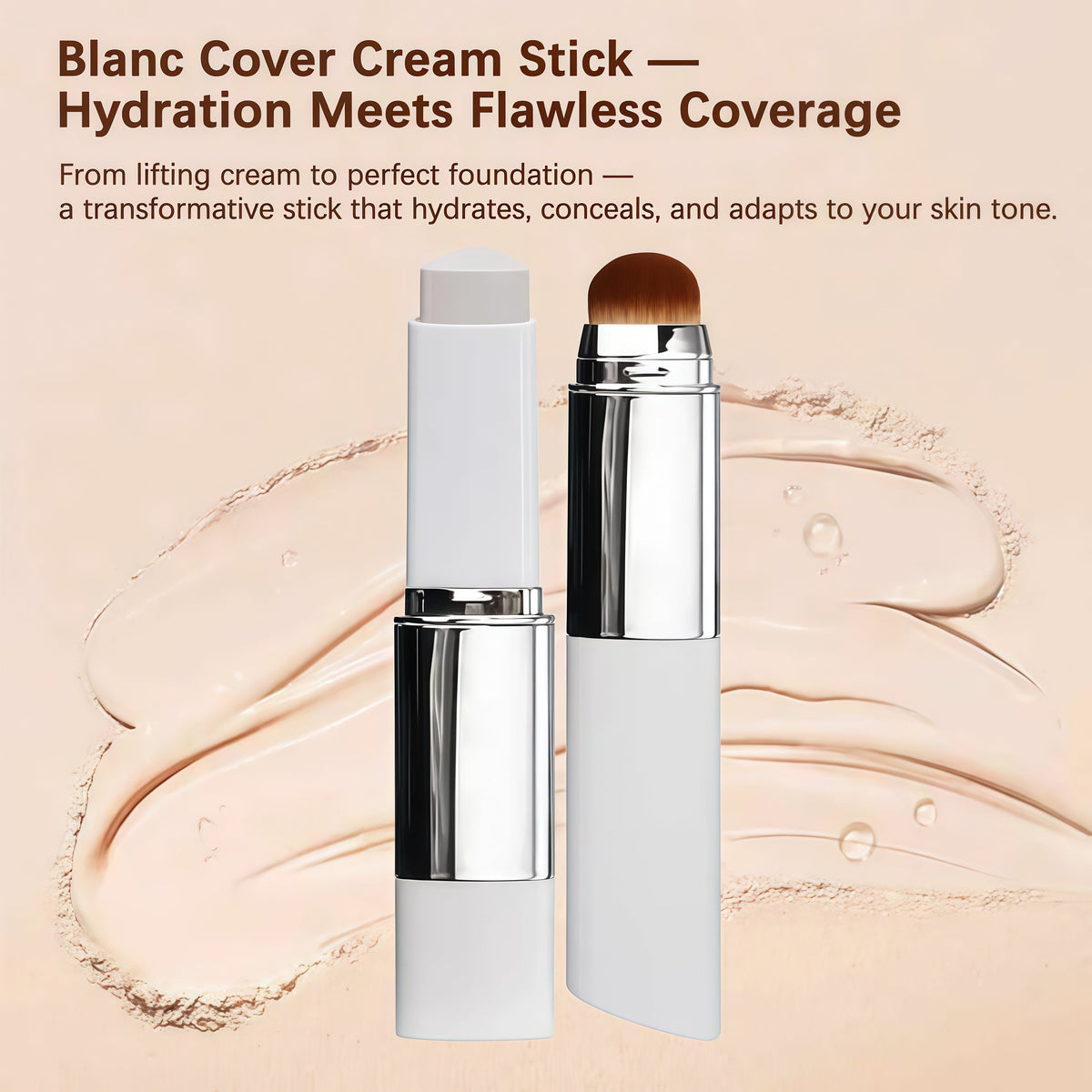 Color-Changing Foundation Stick with Built-In Brush – Flawless-Looking Finish