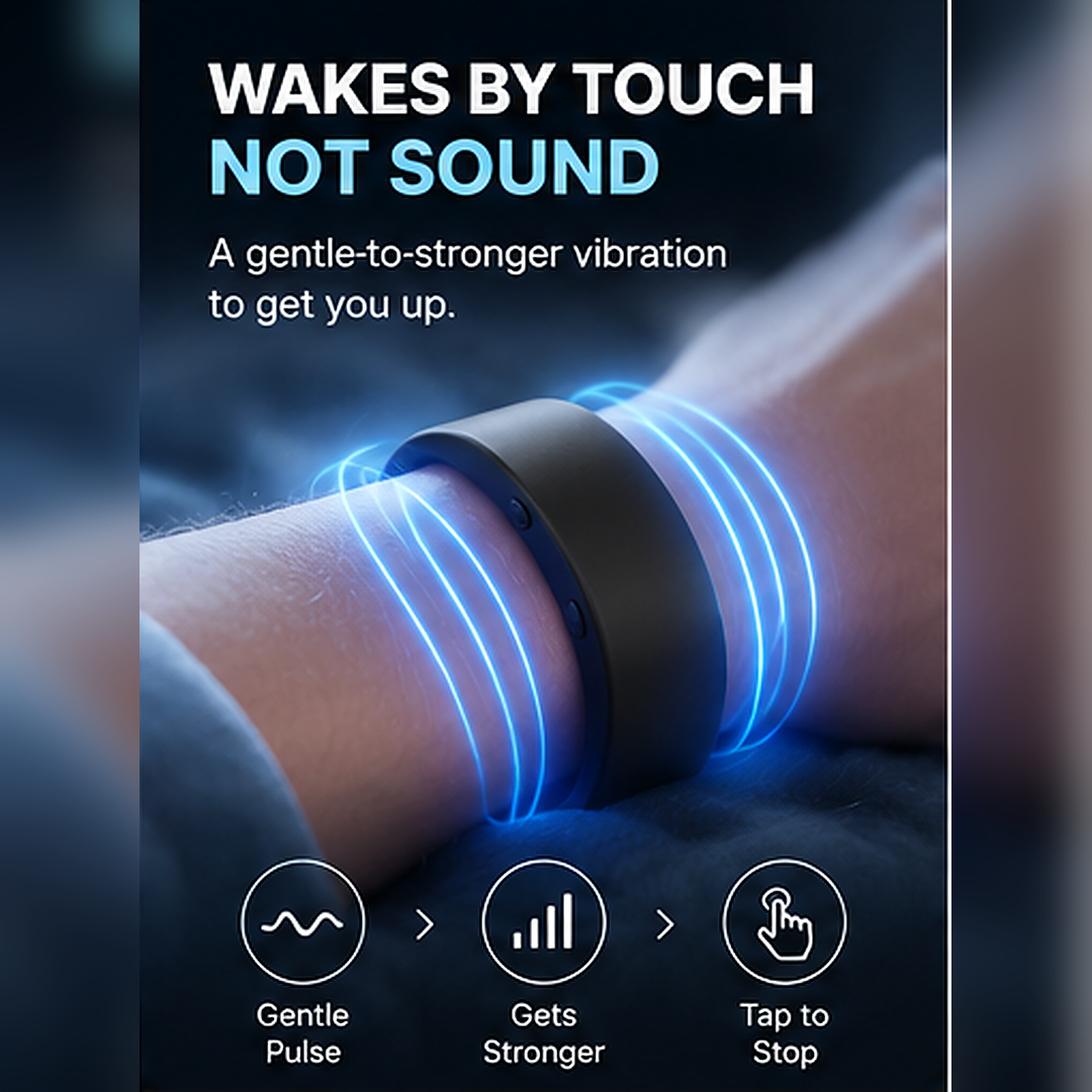 🔥 BUY 1 GET 1 FREE | Silent Vibration Alarm Wristband – Wake Up Without Waking Your Partner