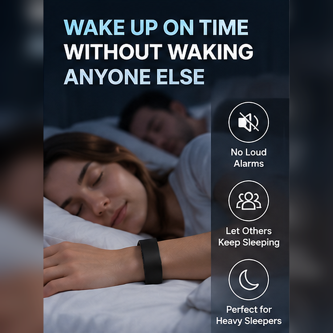 🔥 BUY 1 GET 1 FREE | Silent Vibration Alarm Wristband – Wake Up Without Waking Your Partner