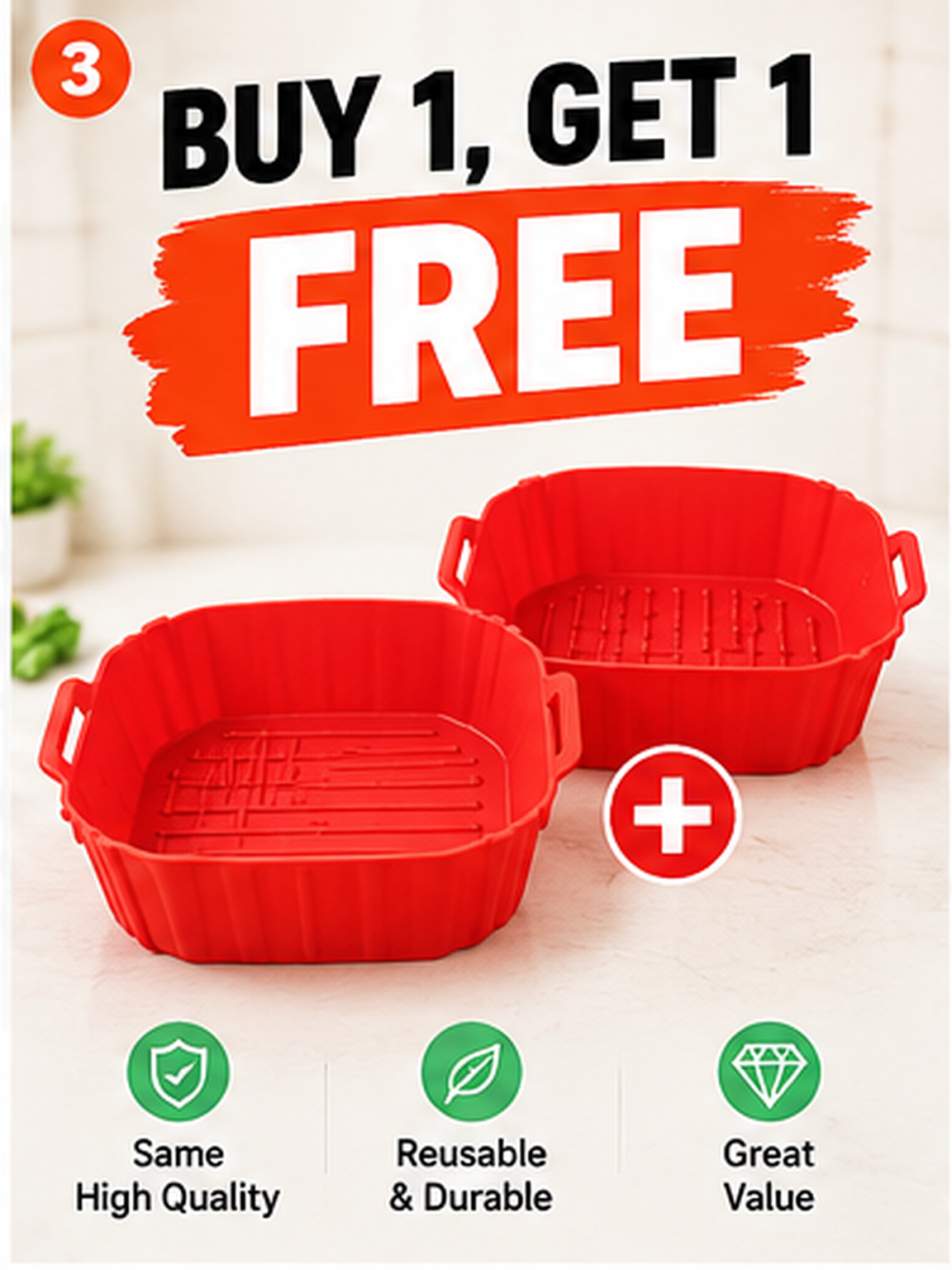 Buy 1 Get 1 FREE | Reusable Silicone Air Fryer Liner – Easy Cleanup