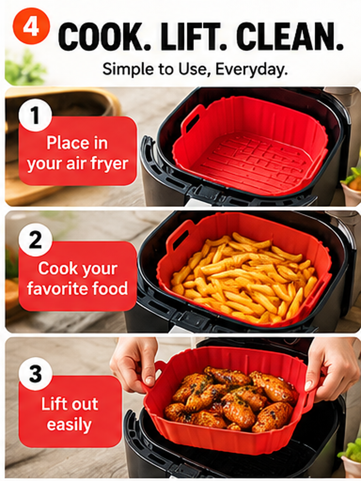 Buy 1 Get 1 FREE | Reusable Silicone Air Fryer Liner – Easy Cleanup