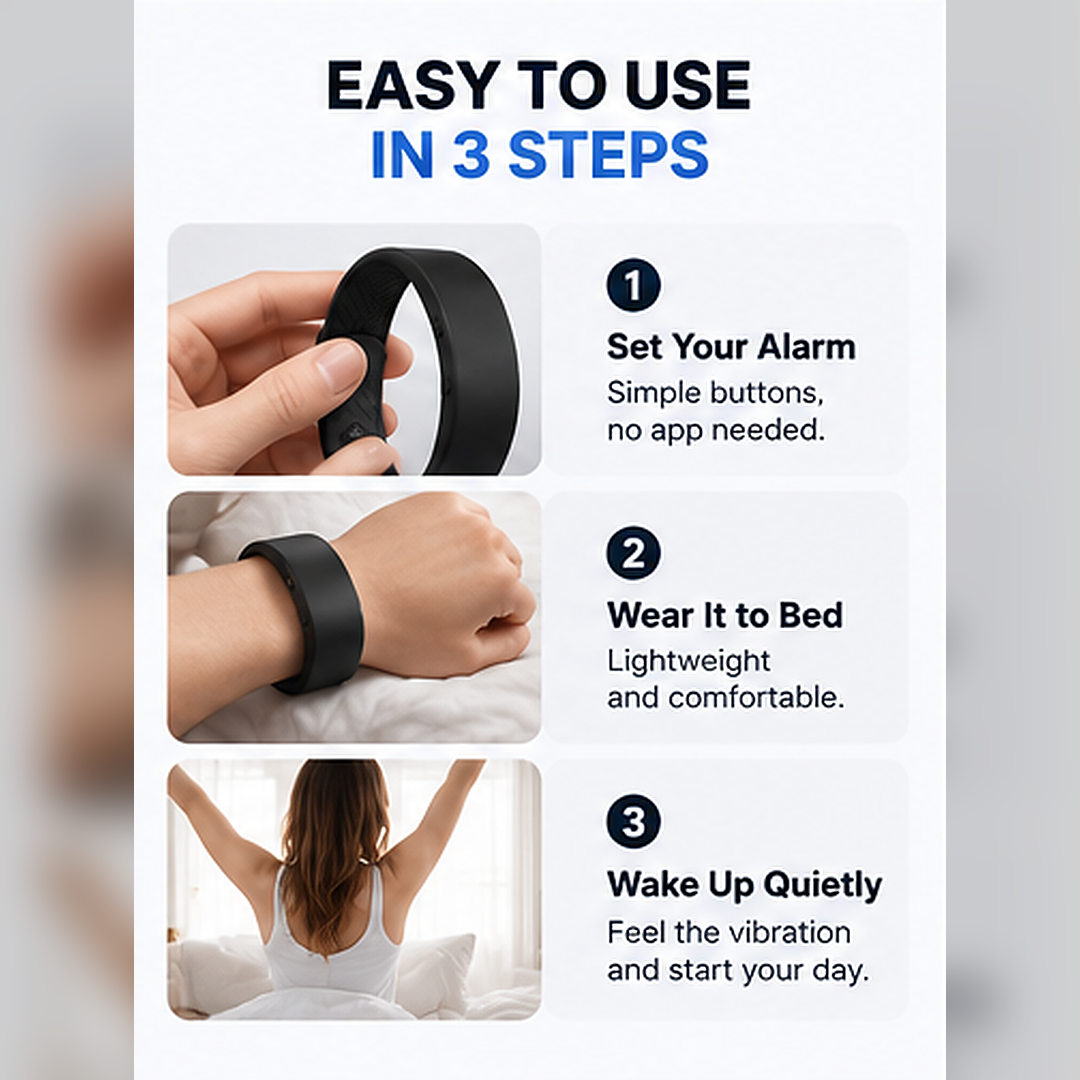 🔥 BUY 1 GET 1 FREE | Silent Vibration Alarm Wristband – Wake Up Without Waking Your Partner