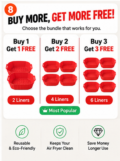 Buy 1 Get 1 FREE | Reusable Silicone Air Fryer Liner – Easy Cleanup