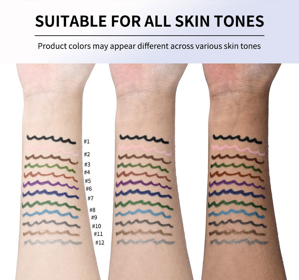 12-Shade Waterproof Eyeliner Pencil – Long-Wear Matte, Metallic & Shimmer