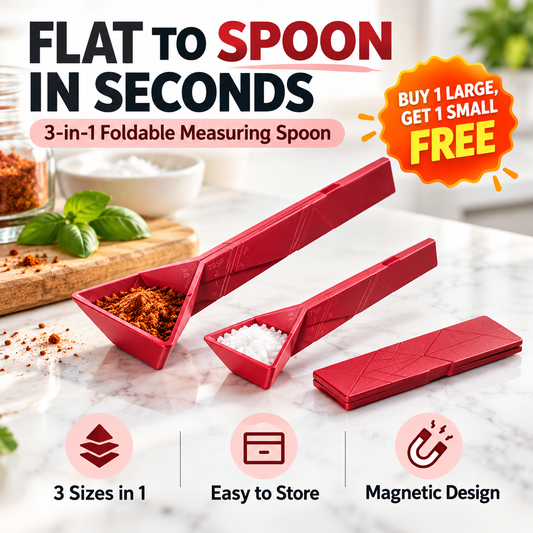 🔥 Buy 1 Get 1 FREE 🔥 |   3-in-1 Foldable Measuring Spoon – Measure, Fold & Store with Ease