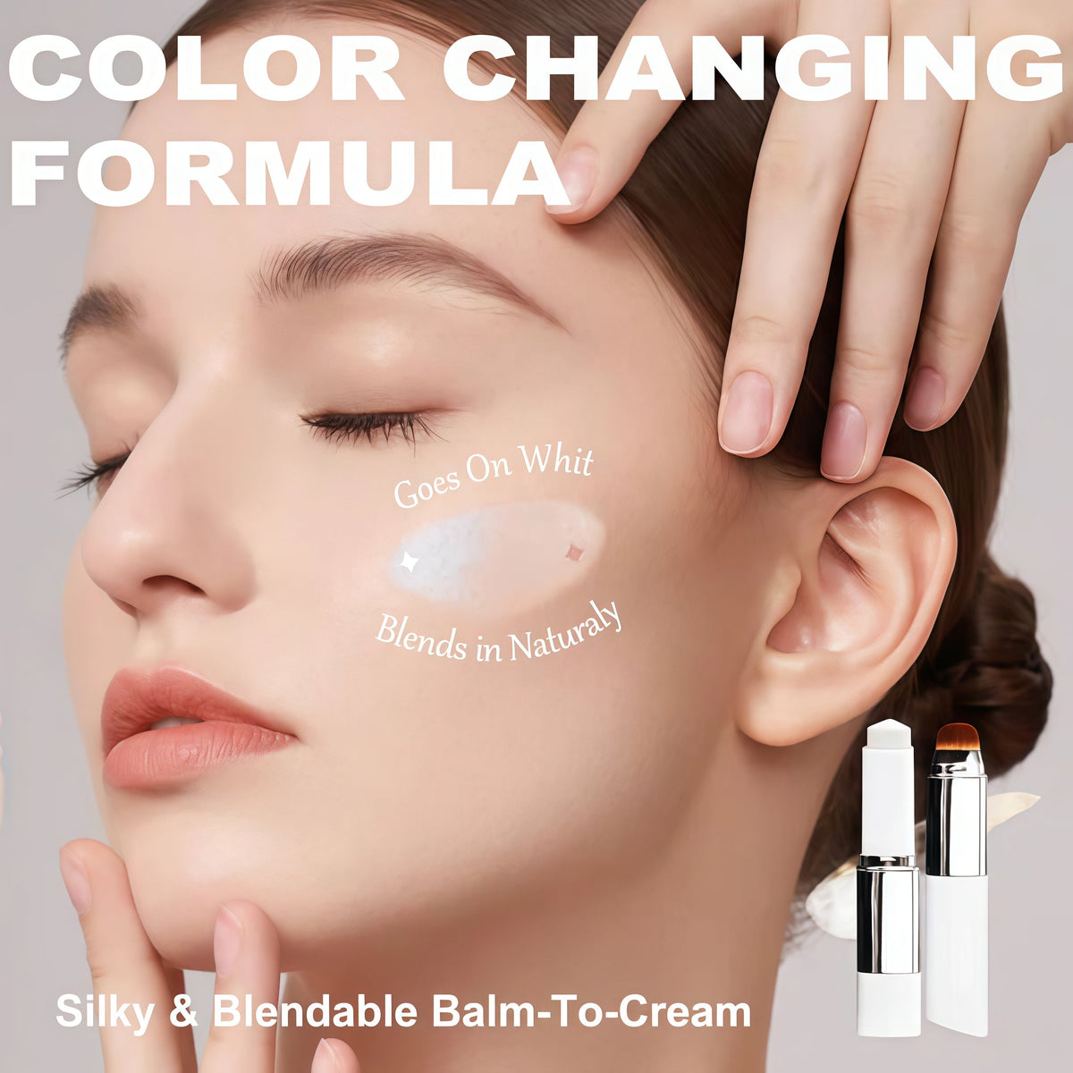 Color-Changing Foundation Stick with Built-In Brush – Flawless-Looking Finish