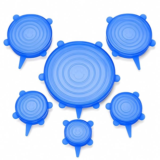 6-Pack Reusable Silicone Stretch Lids – Keep Food Fresh, Fits Bowls, Cups & More