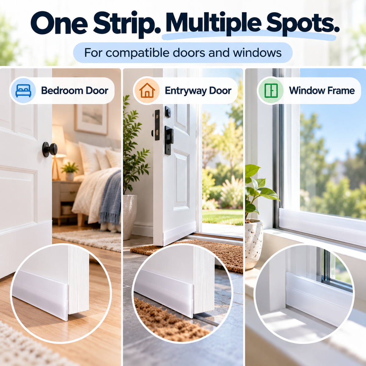 Buy 1 Get 1 FREE | Self-Adhesive Door Draft Seal Strip – Helps Block Drafts & Dust