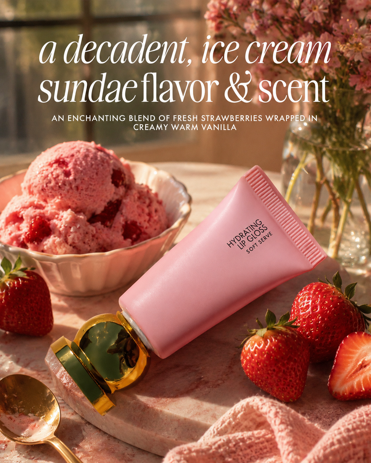 Soft Serve Hydrating Lip Gloss – Juicy High-Shine Rosy Tint