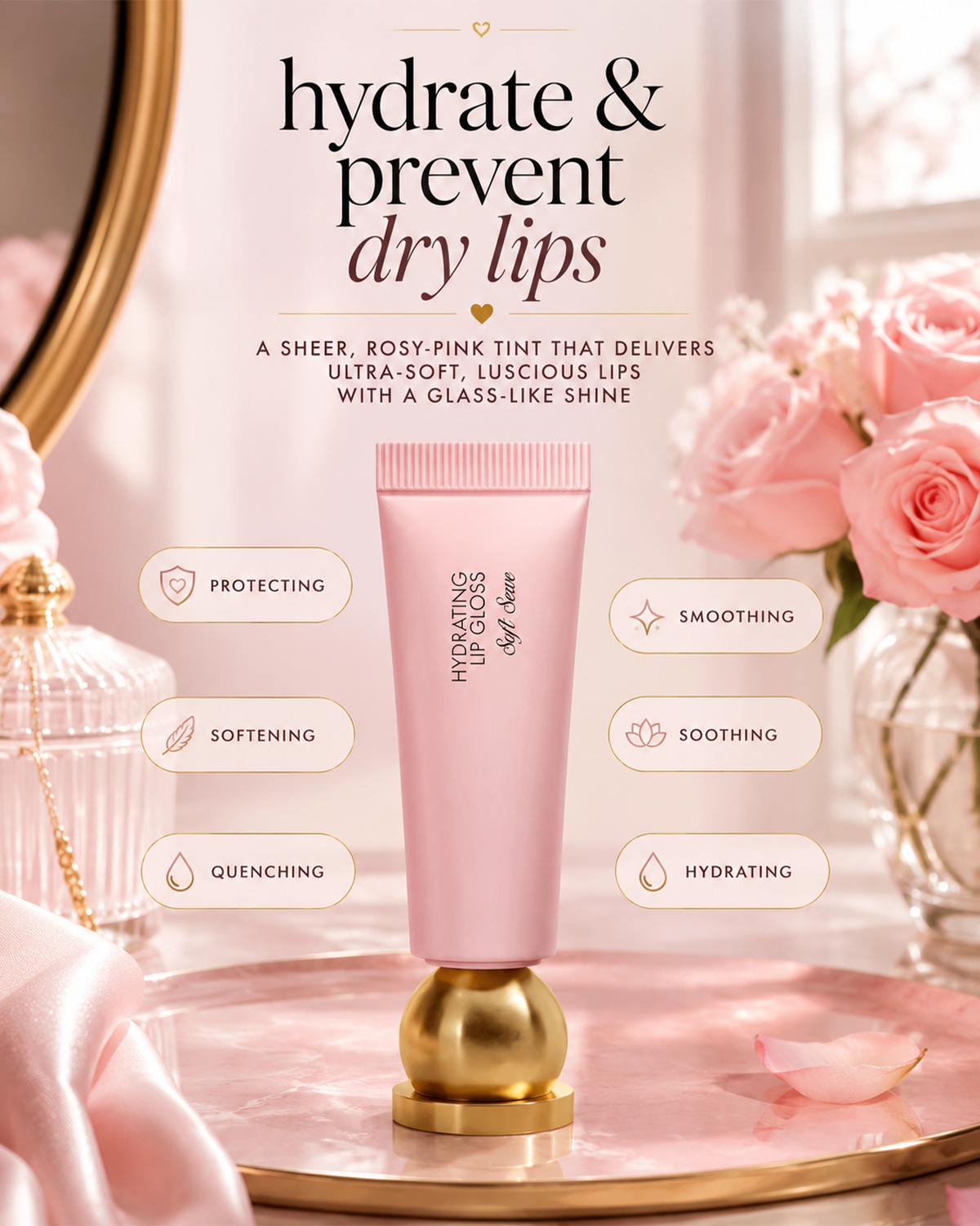 Soft Serve Hydrating Lip Gloss – Juicy High-Shine Rosy Tint