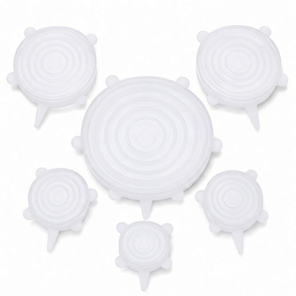 6-Pack Reusable Silicone Stretch Lids – Keep Food Fresh, Fits Bowls, Cups & More