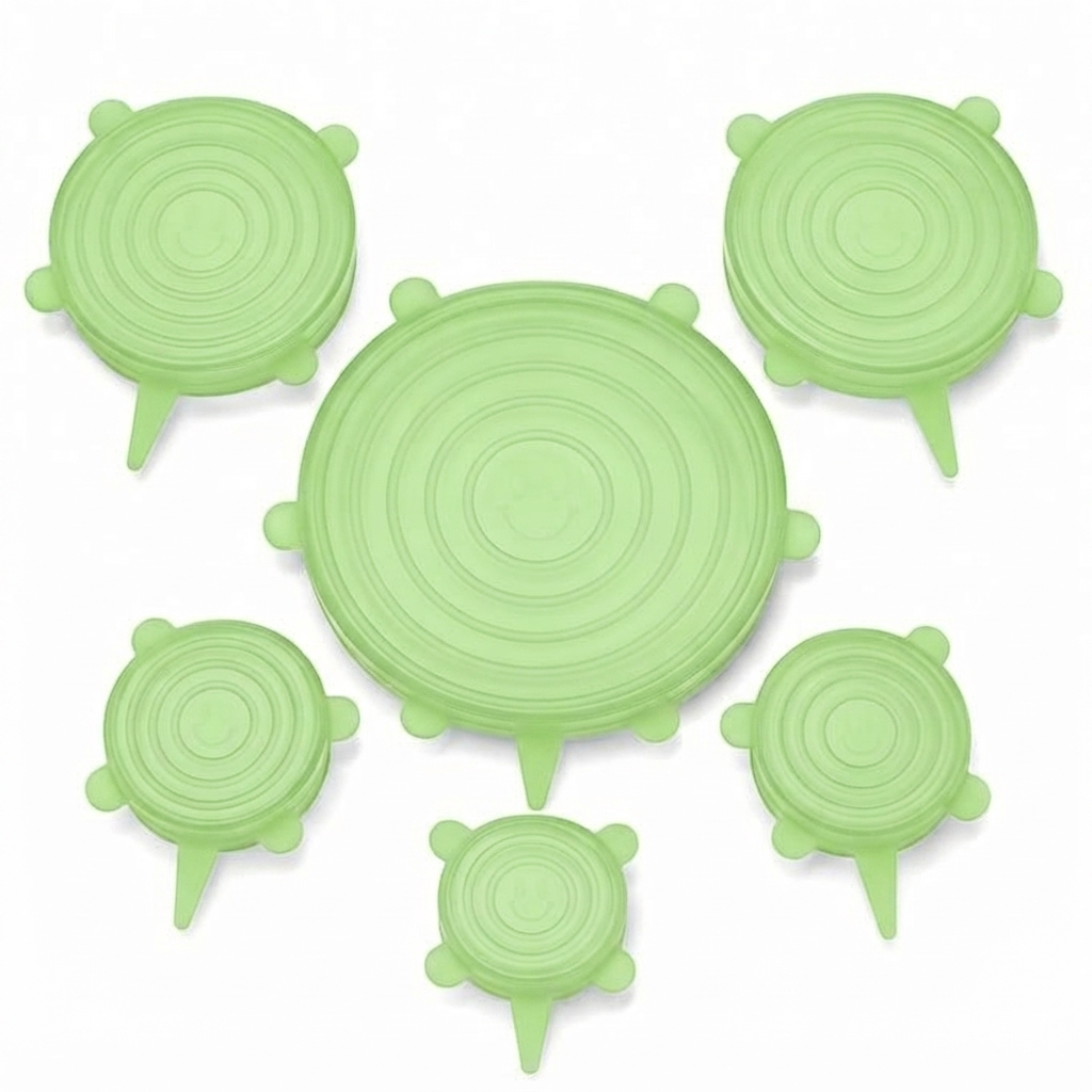 6-Pack Reusable Silicone Stretch Lids – Keep Food Fresh, Fits Bowls, Cups & More
