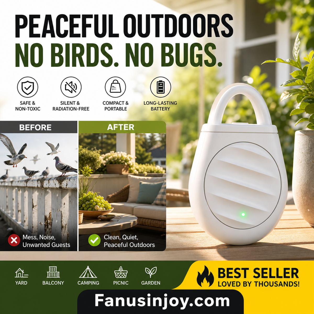 🔥Buy 1 Get 1 FREE 🔥 🐦No more trouble from birds, beasts and locusts！Portable Ultrasonic Bird Repellent Keychain