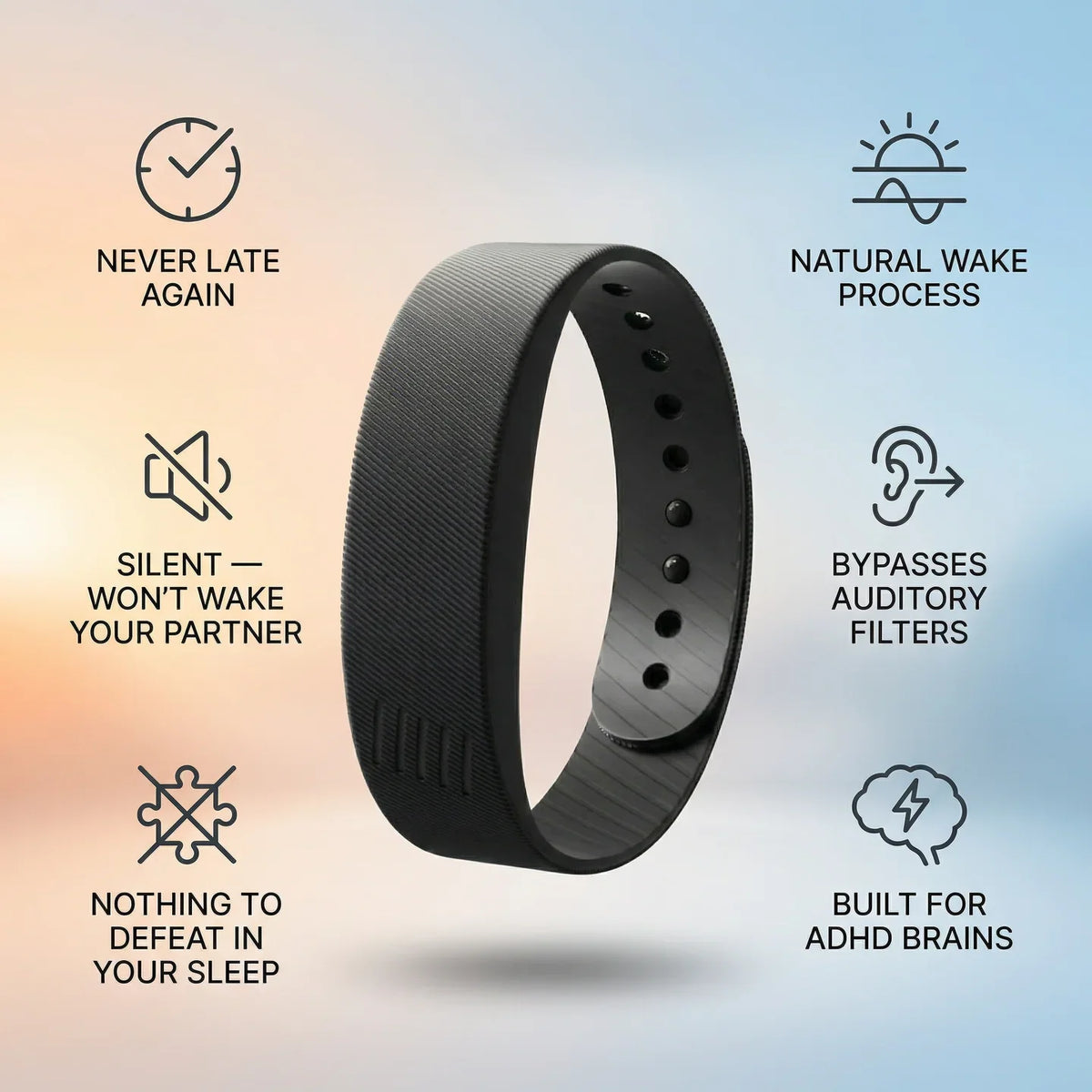 🔥 BUY 1 GET 1 FREE | Silent Vibration Alarm Wristband – Wake Up Without Waking Your Partner