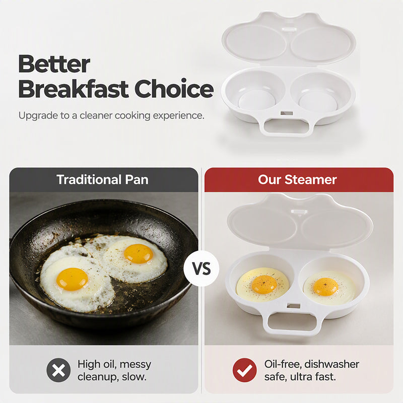 🔥 BUY 1 GET 1 FREE 🔥 Microwave Egg Poacher – Cook 2 Eggs in Minutes, No Stove Needed