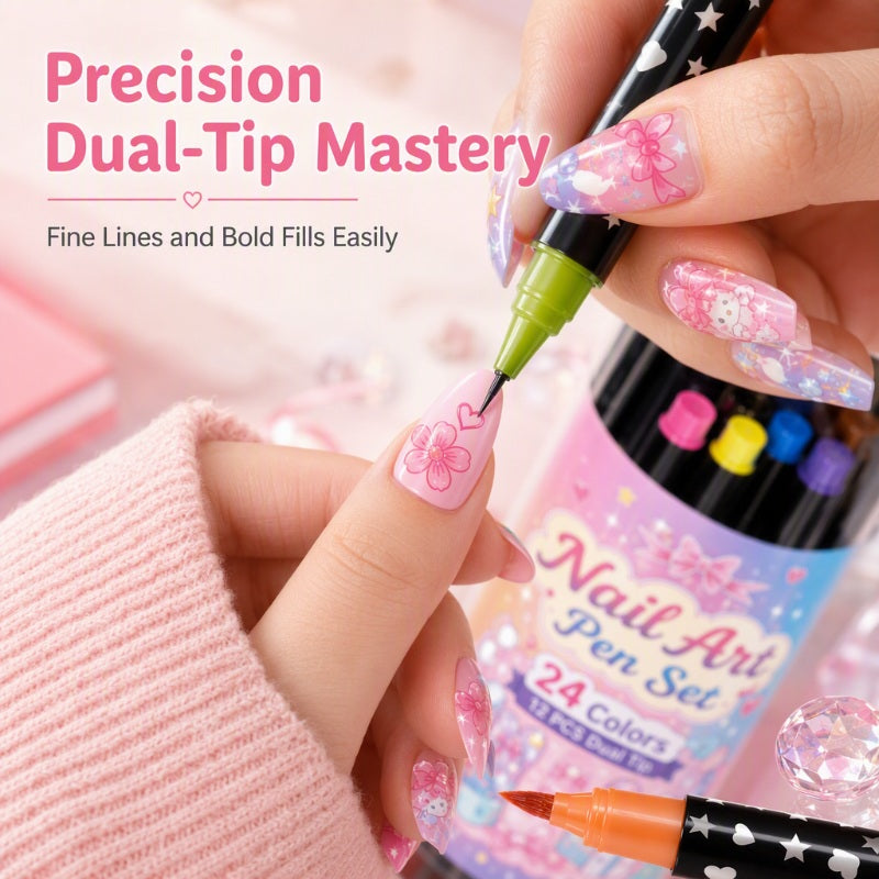 LIMITED‑TIME 50% OFF! 💅 24-Color Dual-Tip Nail Art Pen Set – Easy, Precise Nail Art at Home