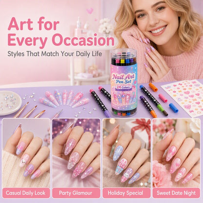 LIMITED‑TIME 50% OFF! 💅 24-Color Dual-Tip Nail Art Pen Set – Easy, Precise Nail Art at Home