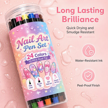 LIMITED‑TIME 50% OFF! 💅 24-Color Dual-Tip Nail Art Pen Set – Easy, Precise Nail Art at Home
