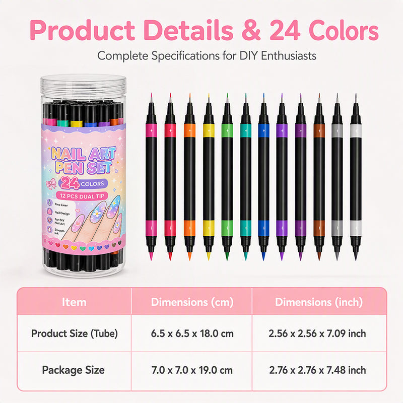 LIMITED‑TIME 50% OFF! 💅 24-Color Dual-Tip Nail Art Pen Set – Easy, Precise Nail Art at Home