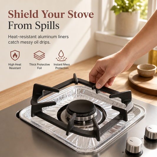 🔥 Buy 1 Get 1 FREE 🔥 LIMITED‑TIME LAST DAY | 10-Pack Aluminum Foil Stove Burner Liners – Deep Well Spill Capture & Cooktop Protection